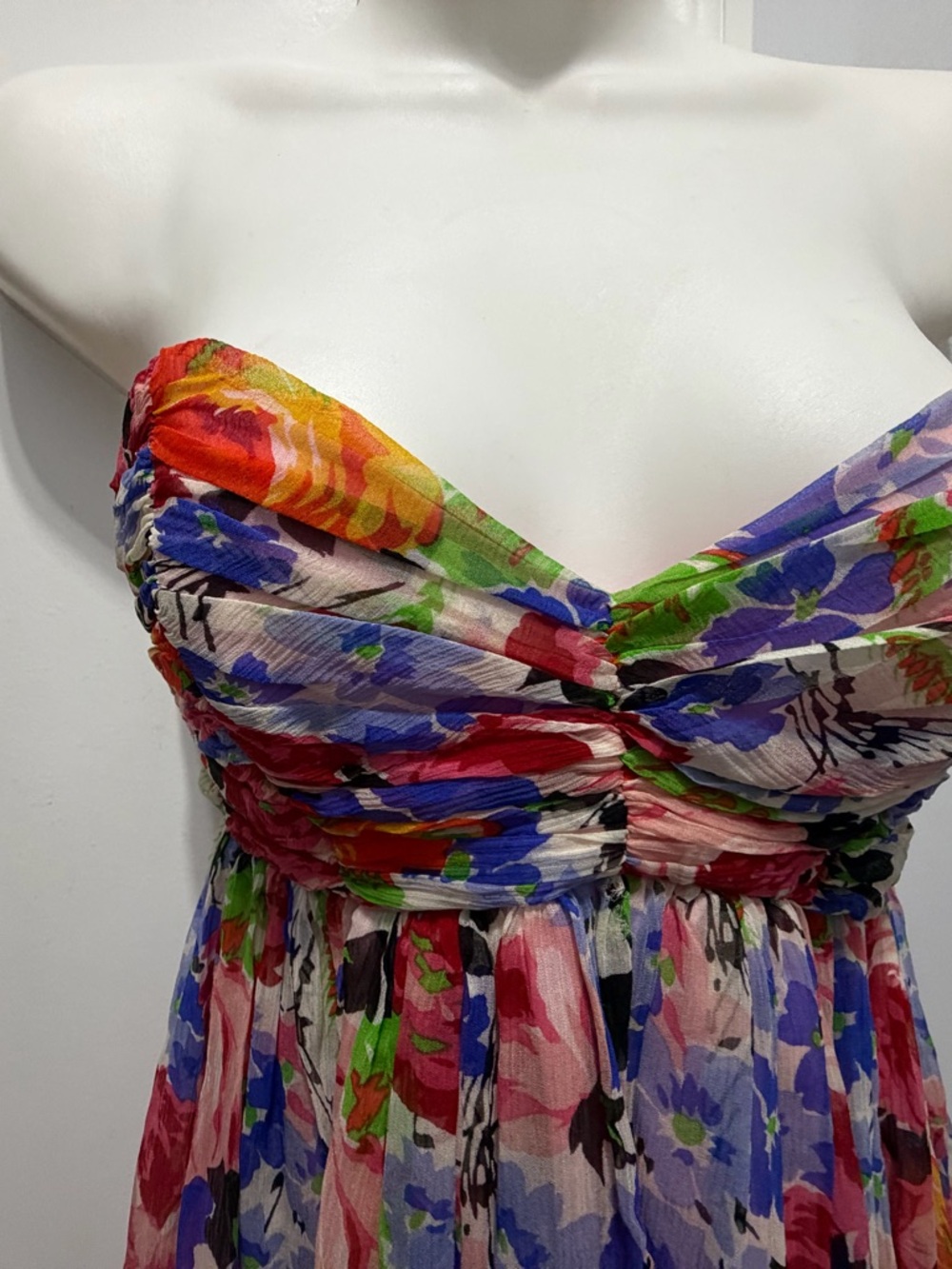 Betsey Johnson floral silk mini dress size 0 - Picture 4 of 8